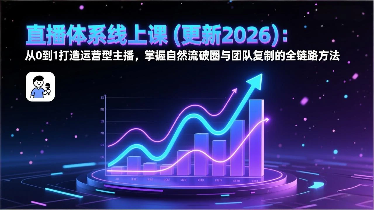 【精】直播体系线上课(更新2026)：从0到1打造运营型主播，掌握自然流破圈与团队复制的全链路方法-知行客