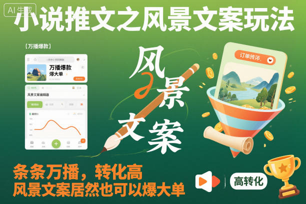 小说推文之风景文案玩法，条条万播，转化高，风景文案居然也可以爆大单！-知行客