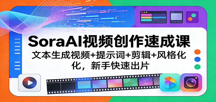 SoraAI视频创作速成课：文本生成视频+提示词+剪辑+风格化，新手快速出片-知行客