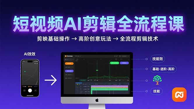 （15647期）短视频AI剪辑技能，从剪映基础操作到高阶创意玩法，全流程剪辑技术-知行客