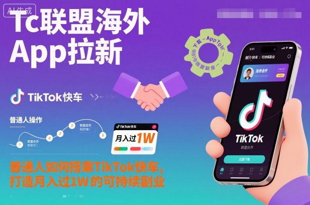 Tc联盟海外App拉新：普通人如何搭乘TikTok快车，打造月入过1W的可持续副业-知行客