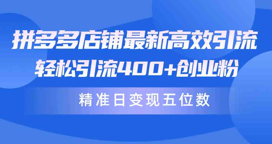 （10041期）拼多多店铺最新高效引流术，轻松引流400+创业粉，精准日变现五位数！-知行客