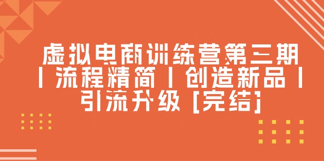 （10960期）虚拟电商训练营第三期丨流程精简丨创造新品丨引流升级 [完结]-知行客
