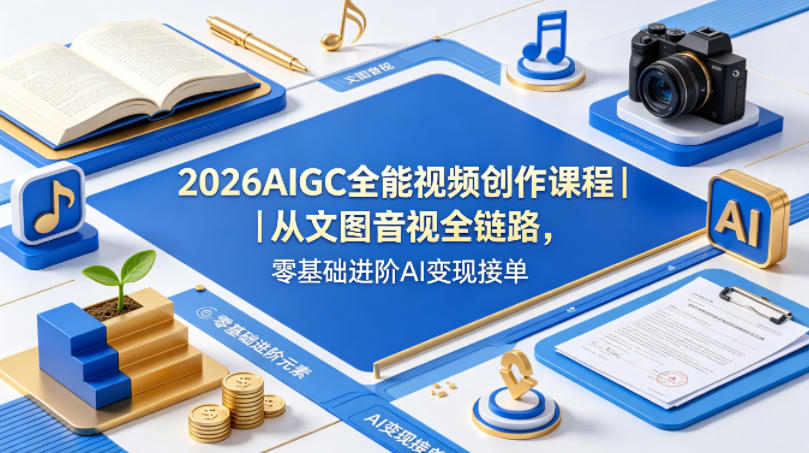 2026AIGC全能视频创作课程｜从文图音视全链路，零基础进阶AI变现接单-知行客