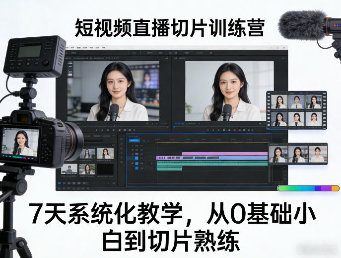 短视频直播切片训练营，7天系统化教学，从0基础小白到切片熟练-知行客