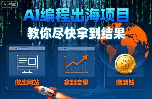 AI编程出海项目，教你尽快拿到结果-做出网站、拿到流量、賺到钱-知行客