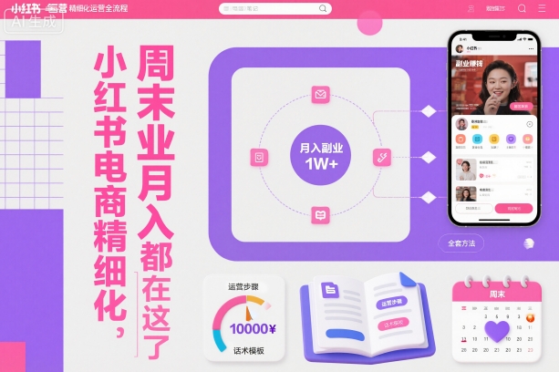小红书电商精细化运营全流程，周末副业月入1W+，全套方法都在这了 | 资源下载 - 知行客-知行客