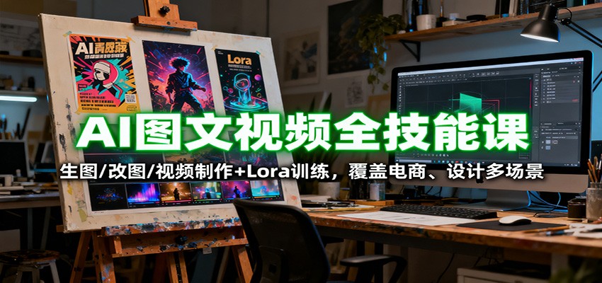 AI图文视频全技能课：生图/改图/视频制作+Lora训练，覆盖电商 、设计多场景-知行客