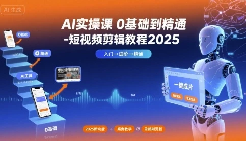 【精】AI实操课0基础到精通-短视频剪辑教程2025-知行客