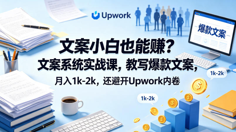 文案小白也能賺？文案系统实战课，教写爆款文案，月入1k-2k，还避开Upwork内卷【原创双语字幕】-知行客