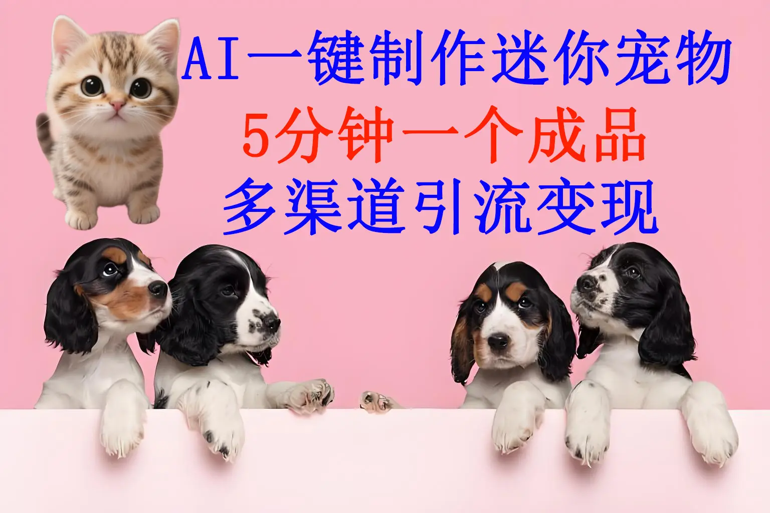 AI一件制作迷你宠物，5分钟一个成品，多渠道引流变现-知行客