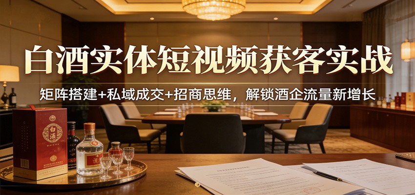 白酒实体短视频获客实战：矩阵搭建+私域成交+招商思维，解锁酒企流量新增长-知行客