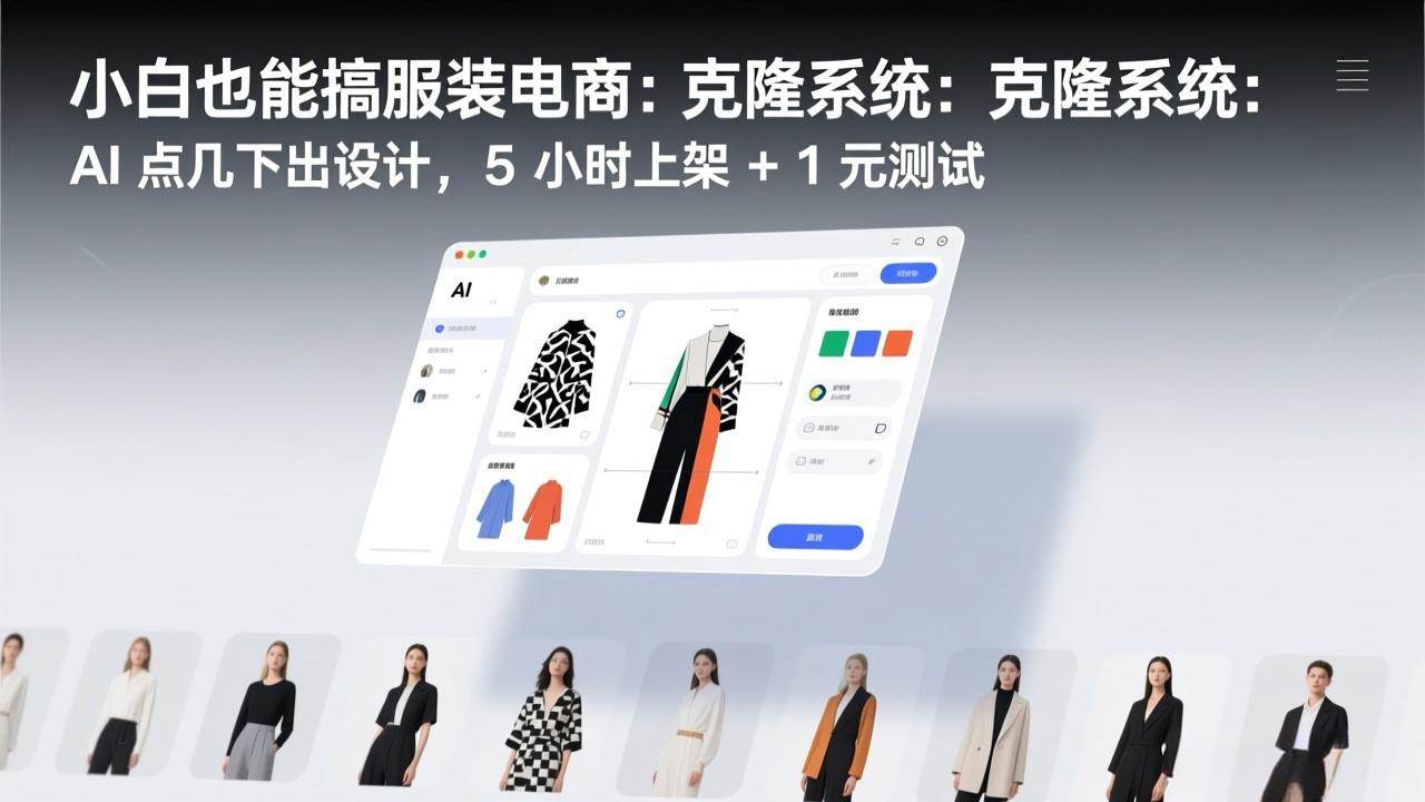 （17411期）小白也能搞服装电商：克隆系统：AI 点几下出设计，5 小时上架 + 1 元测试-知行客