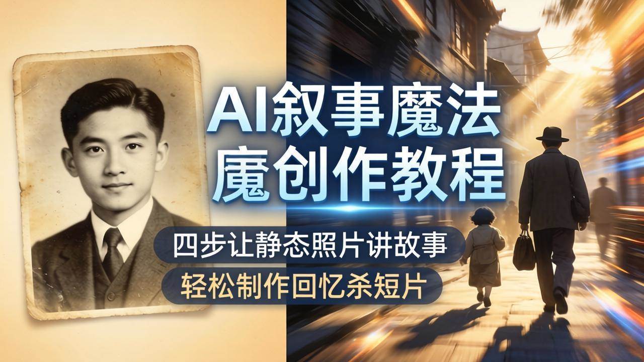 （18208期）AI叙事魔法创作教程，四步让静态照片讲故事，老照片修复加动态特效，轻松制作回忆杀短片-知行客