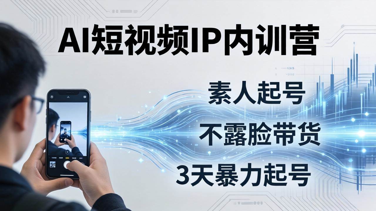 （17852期）2026AI短视频IP内训营：从素人起号到不露脸带货，3天暴力起号全流程拆解-知行客