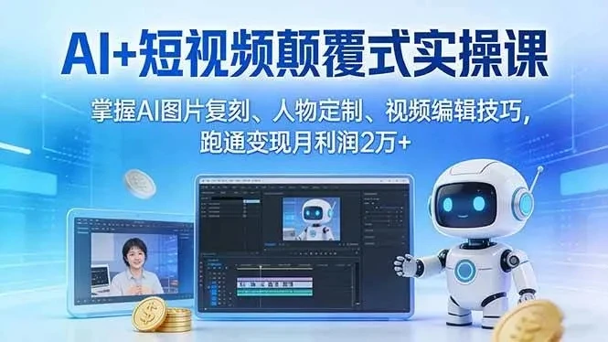 【精】AI+短视频颠覆式实操课：掌握AI图片复刻、人物定制、视频编辑技巧，跑通变现月利润2万+-知行客