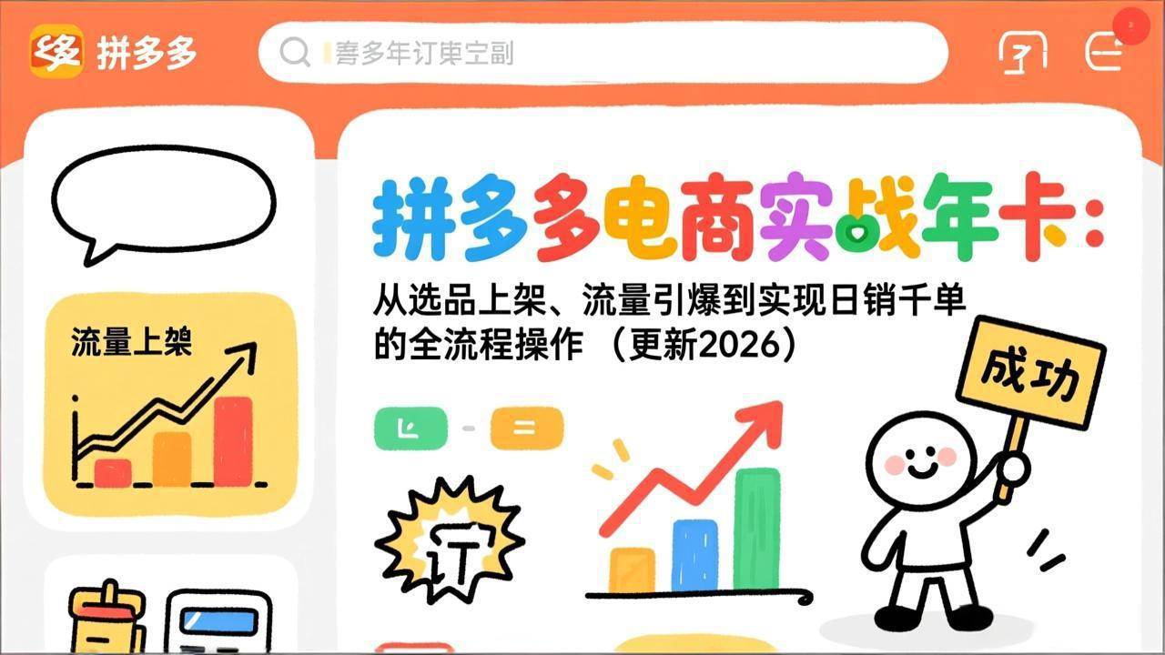 （17146期）拼多多电商实战年卡：从选品上架、流量引爆到实现日销千单的全流程操作（更新2026）-知行客