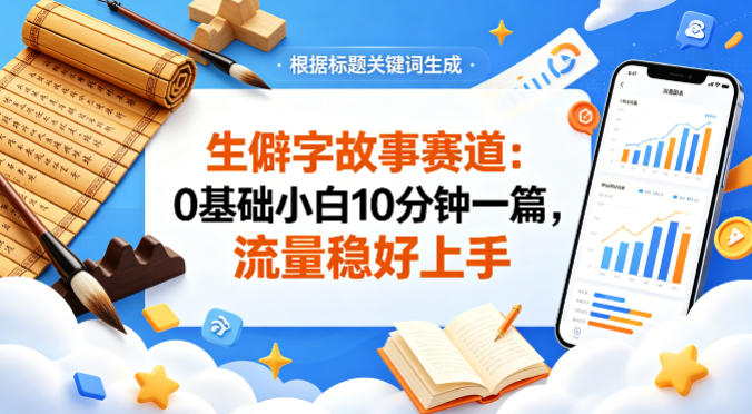 公众号流量主——生僻字故事赛道，流量稳，好上手，0基础小白也能10分钟一篇-知行客