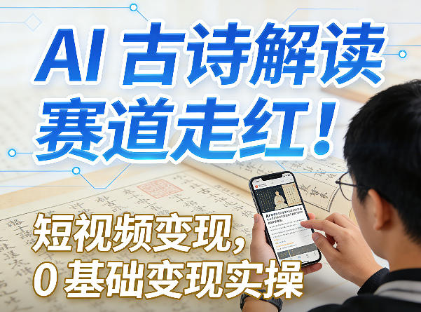 AI古诗解读赛道走红！短视频变现，0基础变现实操-知行客