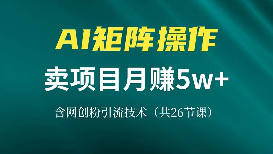 （13335期）网创IP打造课，借助AI卖项目月赚5万+，含引流技术（共26节课）-知行客