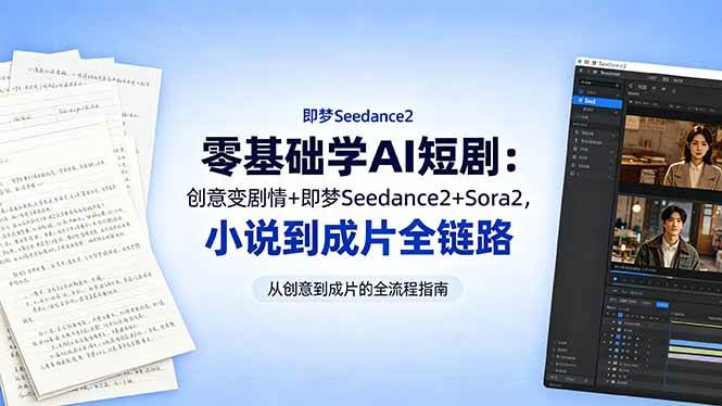 （18537期）零基础学AI短剧：创意变剧情+即梦Seedance2+Sora2，小说到成片全链路-知行客