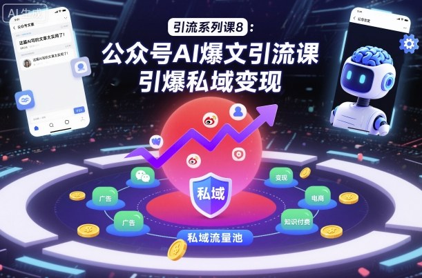 引流系列课8：公众号AI爆文引流课，引爆私域变现-知行客