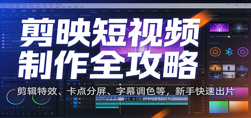剪映短视频制作全攻略：剪辑特效、卡点分屏、字幕调色等，新手快速出片-知行客