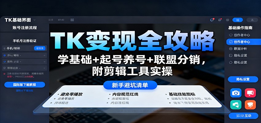 TK变现全攻略：学基础+起号养号+联盟分销，附剪辑工具实操-知行客