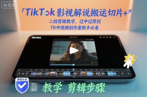 TikTok影视解说搬运切片+二创剪辑教学，过中过原创，TK中视频创作者新手必看-知行客