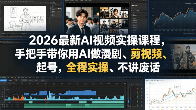【精】2026最新AI视频实操课程，手把手带你用AI做漫剧、剪视频、起号，全程实操、不讲废话-知行客