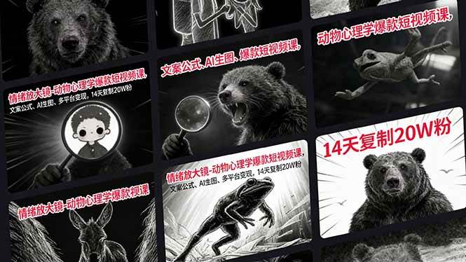 （17376期）情绪放大镜-动物心理学爆款短视频课，文案公式、AI生图、多平台变现，14天复制20W粉-知行客
