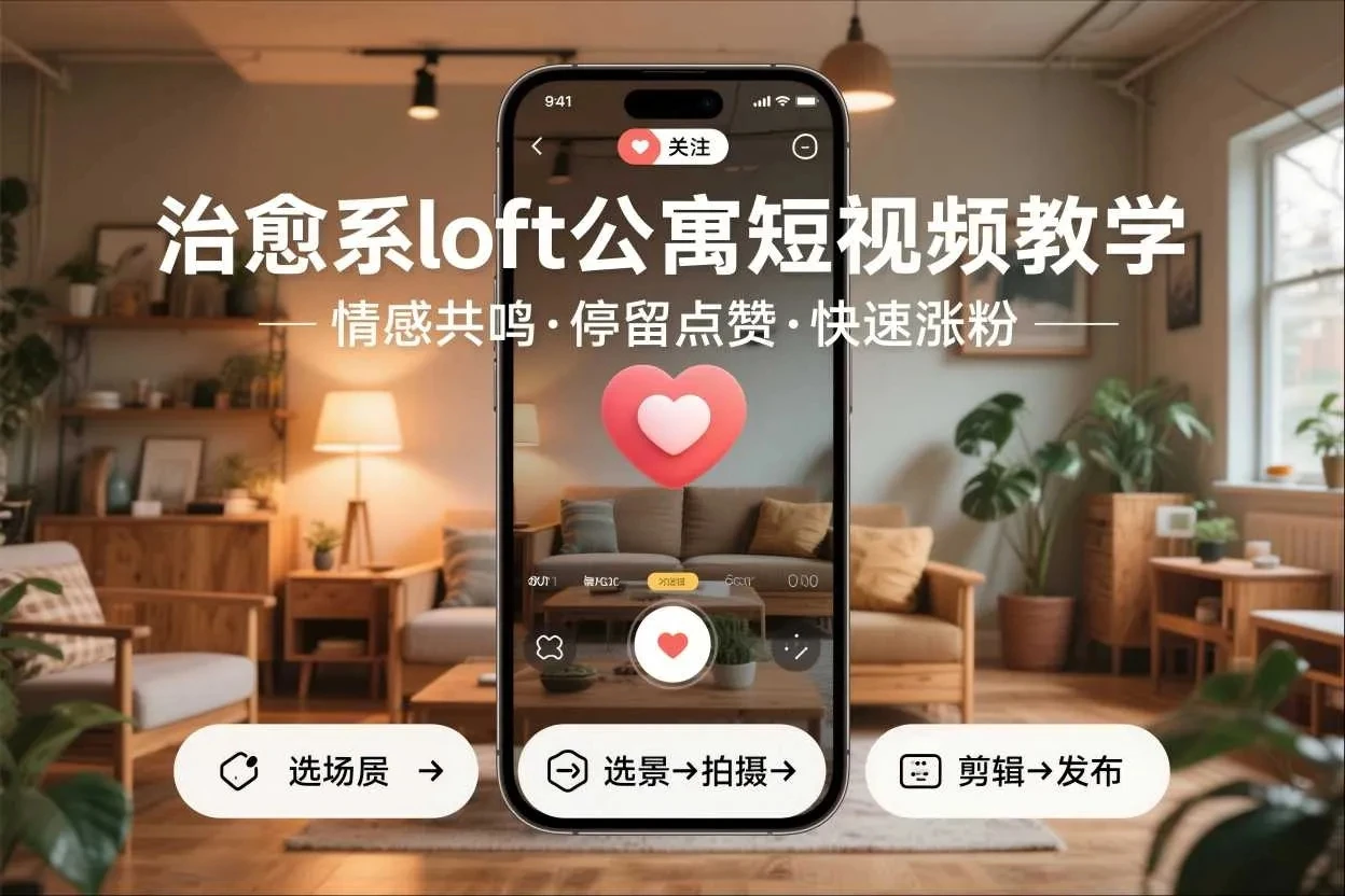 治愈系loft公寓短视频制作教学，情感共鸣引停留点赞关注，快速起号涨粉-知行客