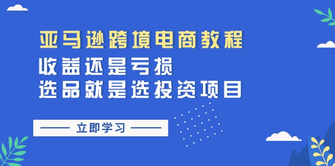 （11432期）亚马逊跨境电商教程：收益还是亏损！选品就是选投资项目-知行客
