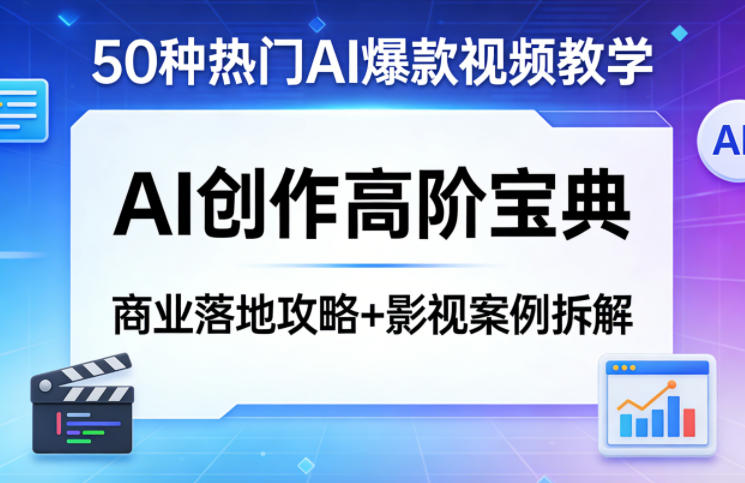 50种热门AI爆款视频教学，AI创作高阶宝典，商业落地攻略+影视案例拆解-知行客