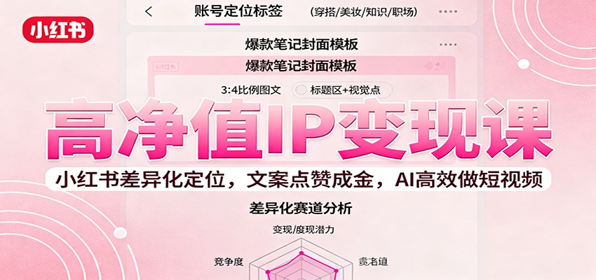 高净值IP变现课：小红书差异化定位，文案点赞成金， AI高效做短视频-知行客