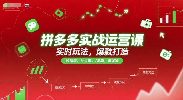 拼多多实战运营课，实时玩法，爆款打造，改销量，补大单，AB单，直播等(更新2025月)-知行客