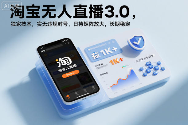 淘宝无人直播3.0，独家技术，实无违规封号，日收益1k+，支持矩阵放大，长期稳定【揭秘】-知行客