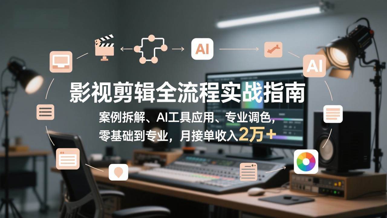 （17338期）影视剪辑全流程实战指南，案例拆解、AI工具应用、专业调色，零基础到专业，月接单收入2万+-知行客