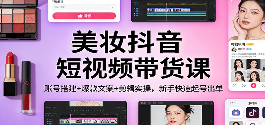美妆抖音短视频带货课:账号搭建+爆款文案+剪辑实操,新手快速起号出单-知行客