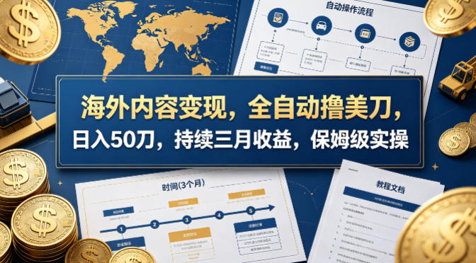 海外内容变现，全自动撸美刀，日入50刀，持续三月收益，保姆级实操【揭秘】-知行客