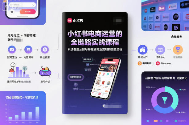 小红书电商运营的全链路实战课程，系统覆盖从账号搭建到商业变现的完整流程-知行客