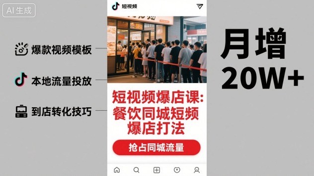 短视频爆店课，餐饮同城短视频爆店打法-知行客
