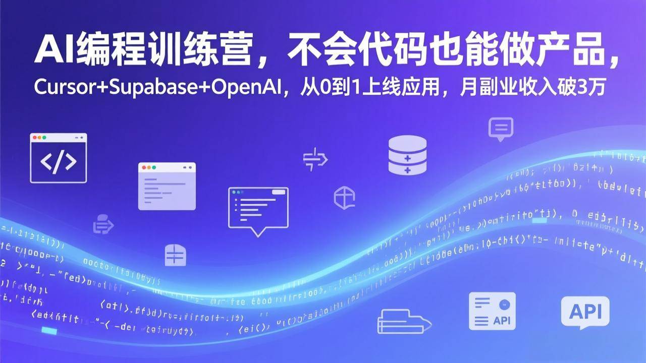 （17388期）AI编程训练营，不会代码也能做产品，Cursor+Supabase+OpenAI，从0到1上线应用，月副业收入破3万-知行客