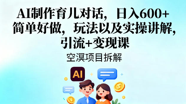 AI制作育儿对话，日入6张+，简单好做，玩法以及实操讲解，引流+变现课-知行客