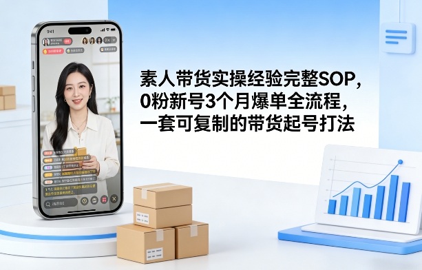 素人短视频带货实操经验完整SOP，0粉新号3个月爆单全流程，一套可复制的带货起号打法-知行客