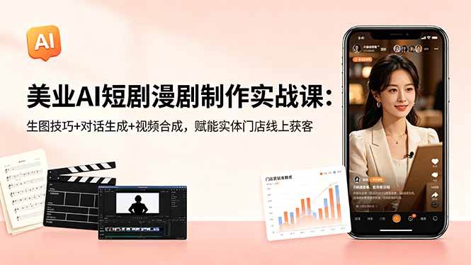（18536期）美业AI短剧漫剧制作实战课：生图技巧+对话生成+视频合成，赋能实体门店线上获客-知行客
