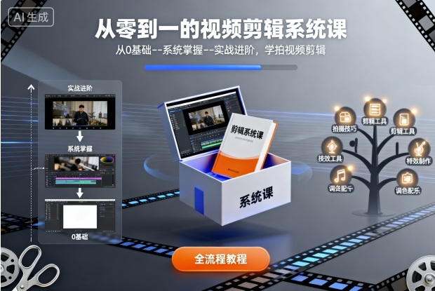 从零到一的视频剪辑系统课，从0基础–系统掌握–实战进阶，学拍视频剪辑-知行客