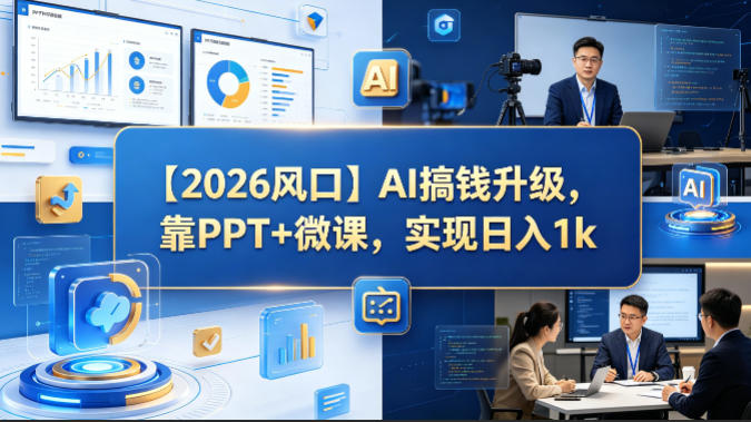 【2026风口】AI搞钱升级，靠PPT+微课，实现日入1k | 资源下载 - 知行客-知行客