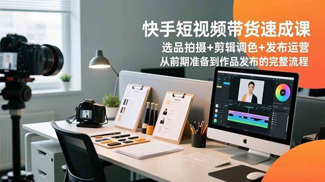 （16752期）快手短视频带货速成课，选品拍摄+剪辑调色+发布运营，从前期准备到作品发布的完整流程-知行客