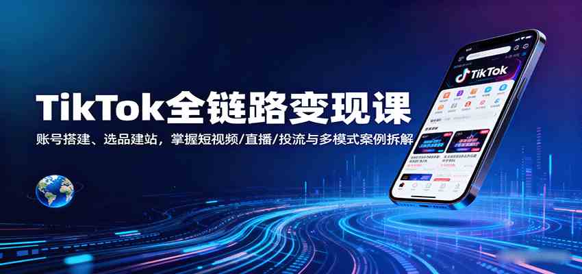 TikTok全链路变现课：账号搭建、选品建站，掌握短视频/直播/投流与多模式案例拆解-知行客